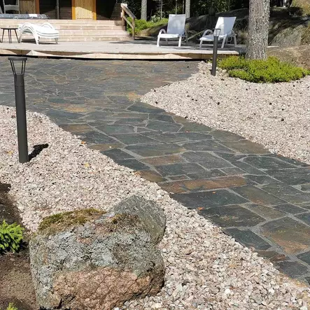 Liuskekivi Sisu Rust, Oriveden ruskea, 3-5 cm Pihakivi, 10m2 pakkaus - Liuskekivet - 1125 - 1